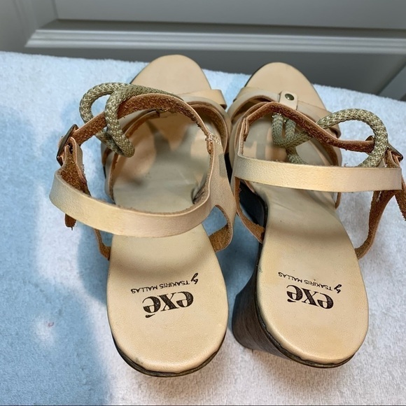 EXÉ tsakiris mallas upper leather beige platform sandals ankle strap size 39 - Picture 6 of 10